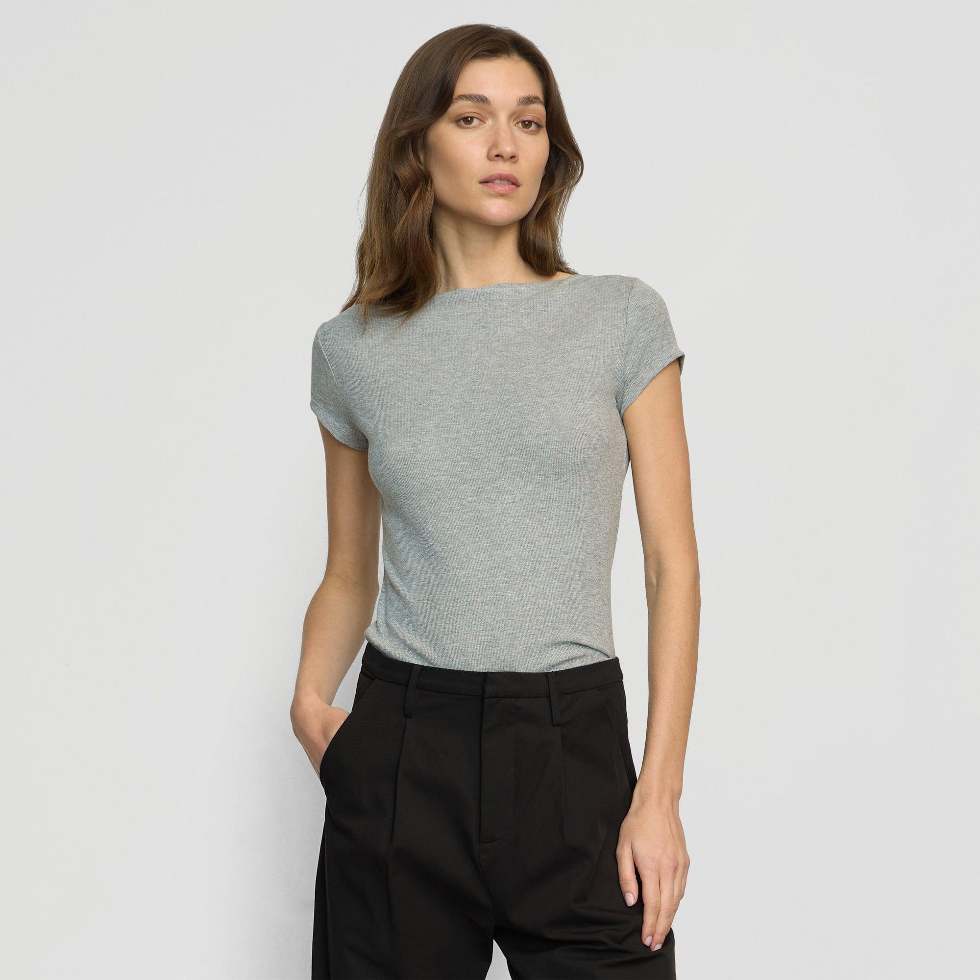 Zayna Ribbed Cap-Sleeve Tee Product Image