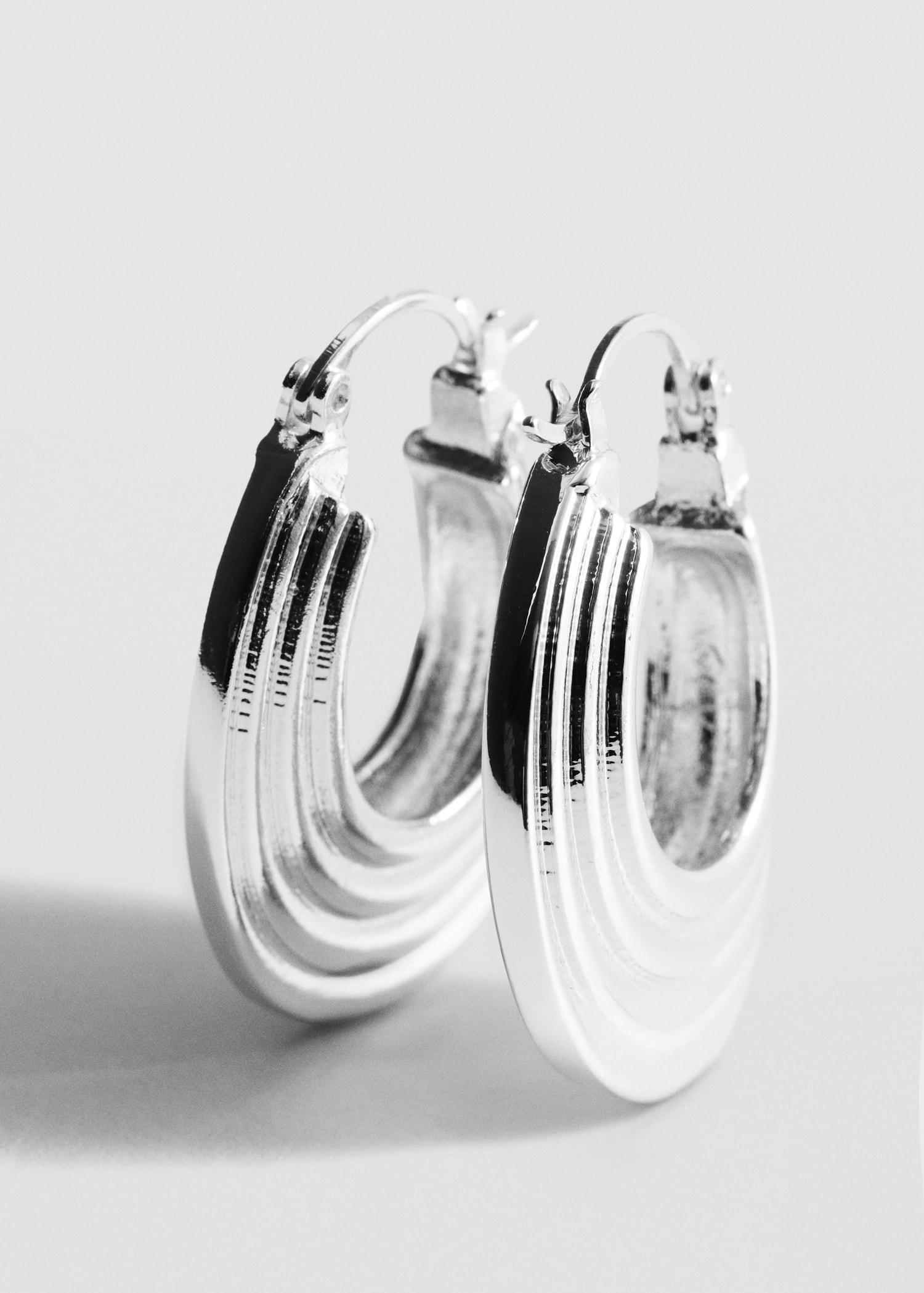Embossed hoop earrings - Women | MANGO USA Product Image