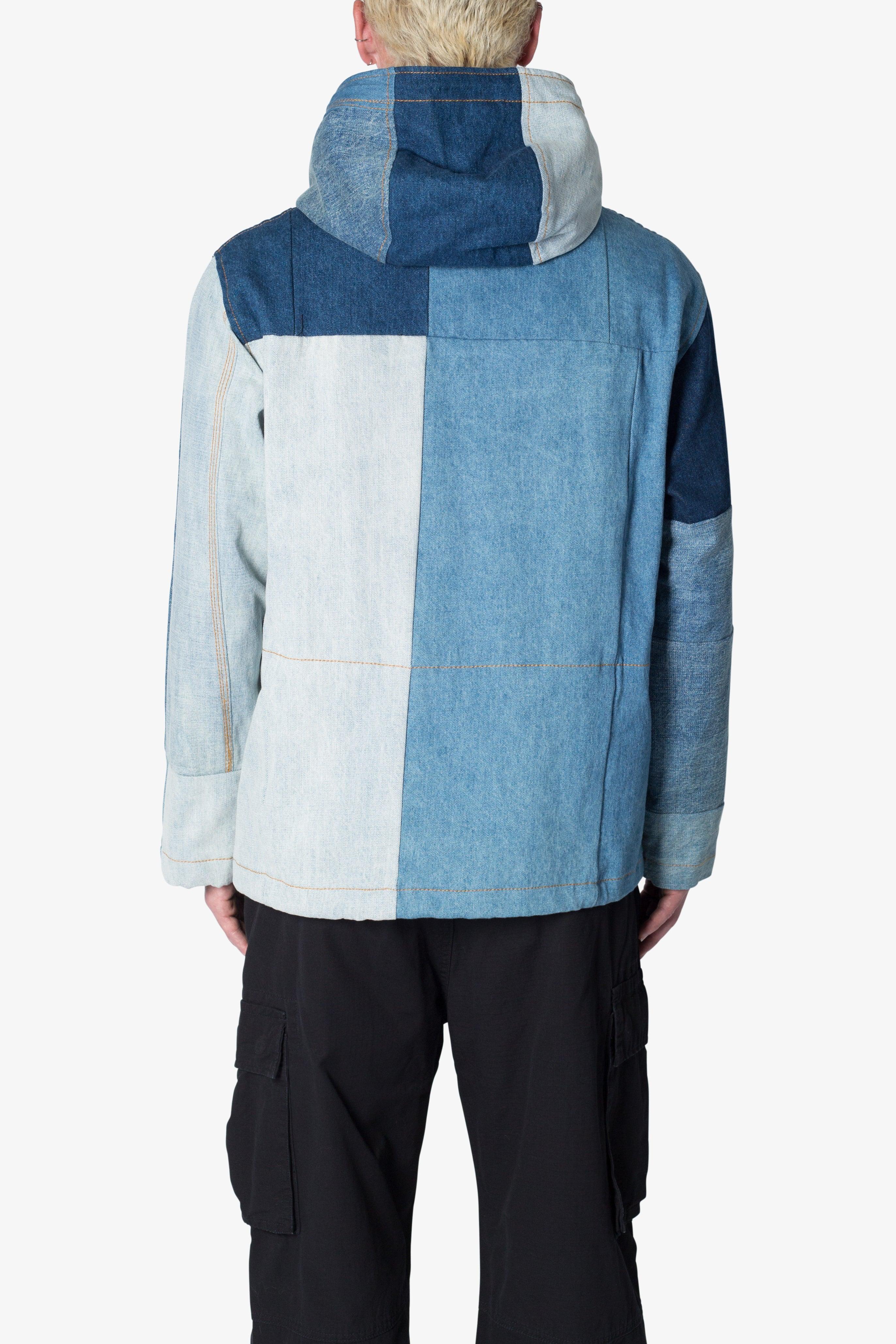Patchwork Denim Pullover - Blue Product Image