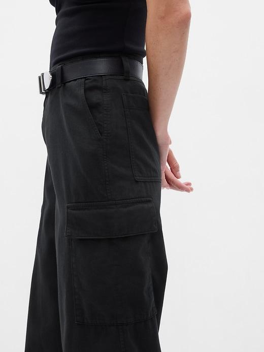 Mid Rise Twill Loose Cargo Pants Product Image