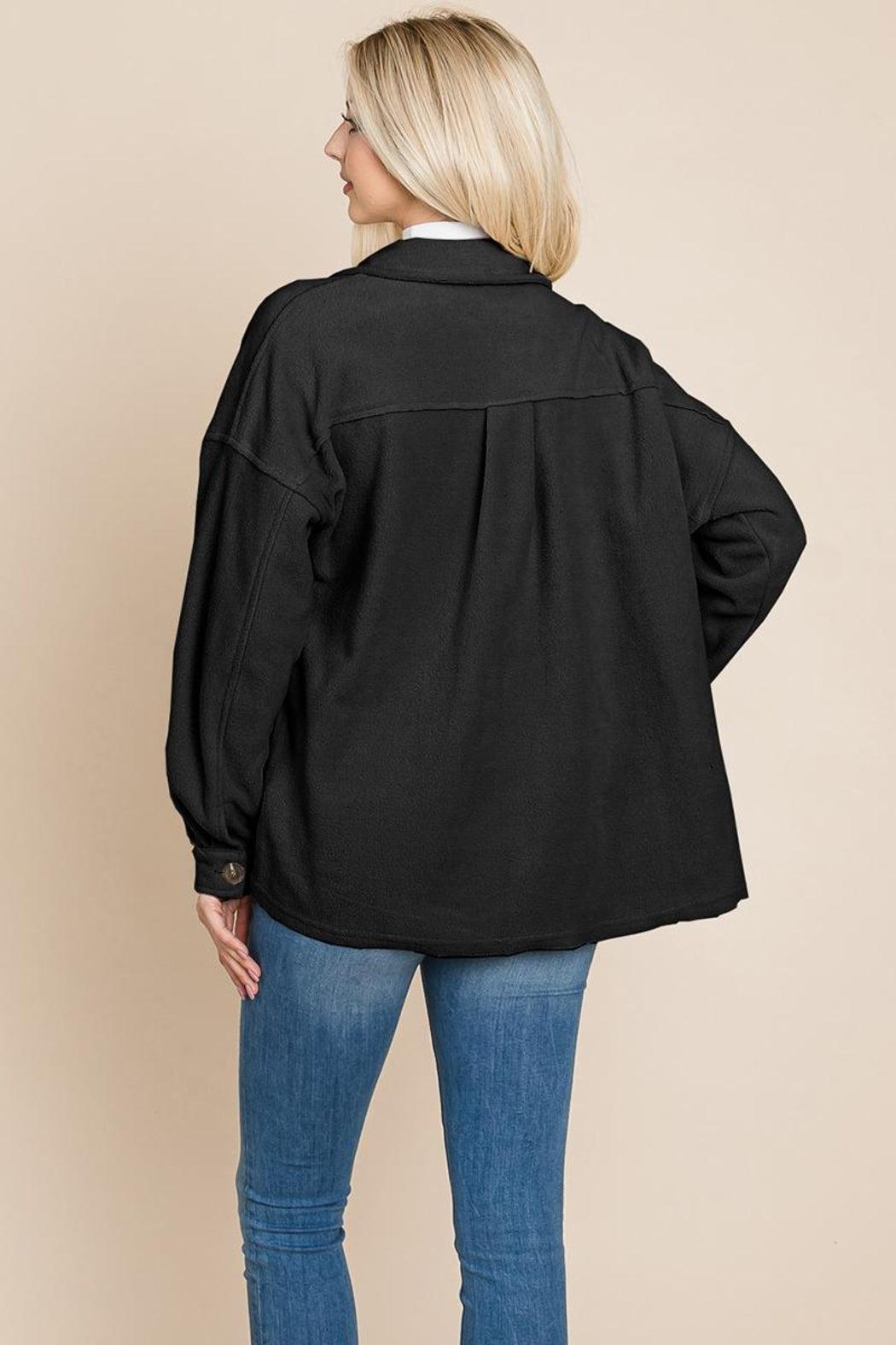 Fleece Jacket Lapel Button Up Sherpa Coat Product Image