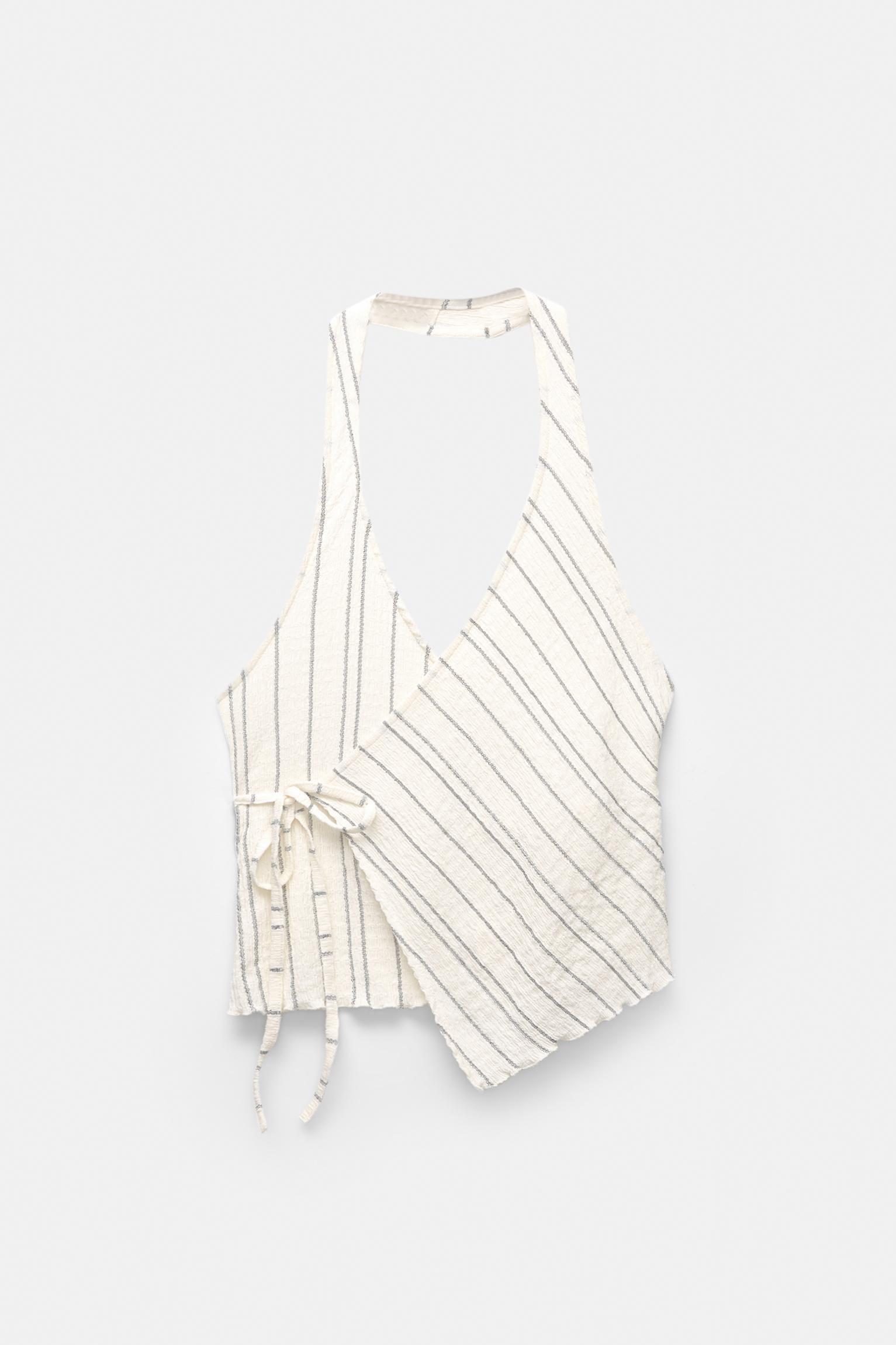 Striped crepe top Product Image