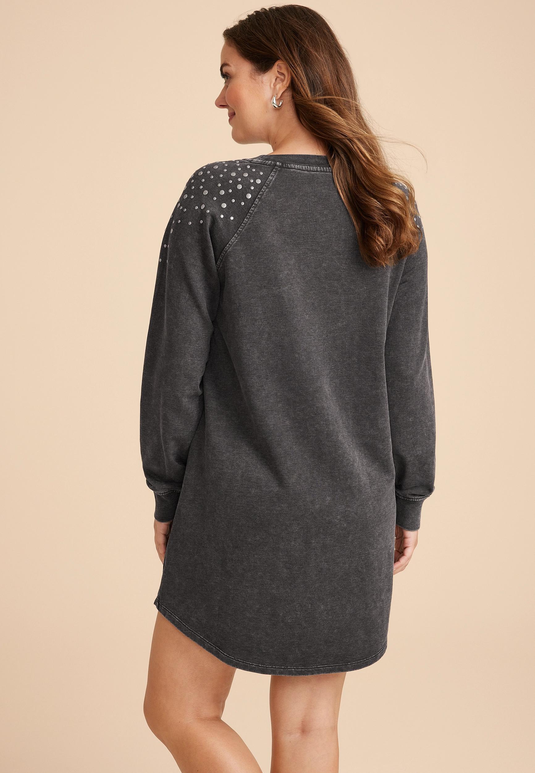 Maurices Womens Studded Sweatshirt Dress Gray Size Medium Product Image