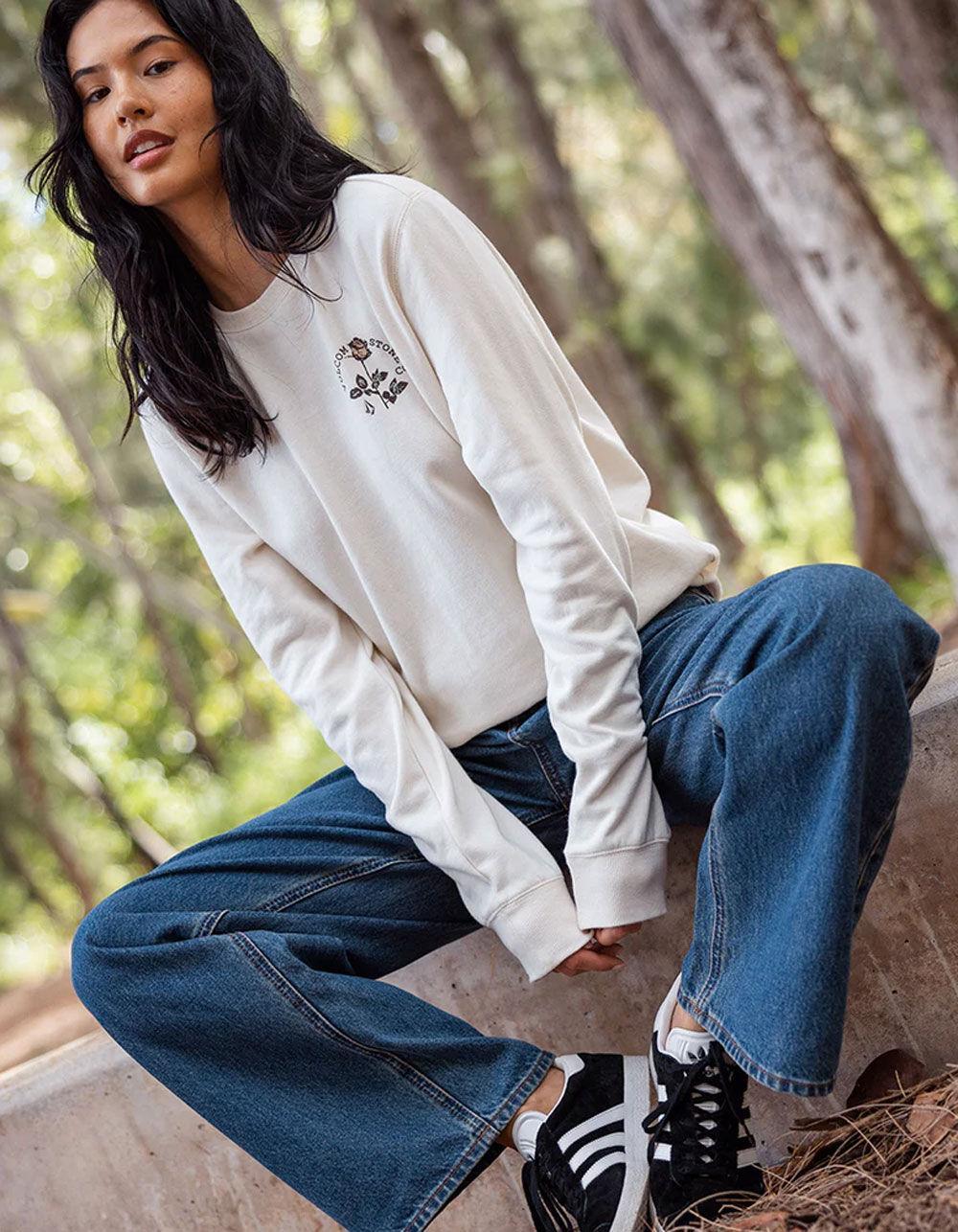 VOLCOM Truly Deal Womens Crewneck Sweatshirt - BONE Product Image
