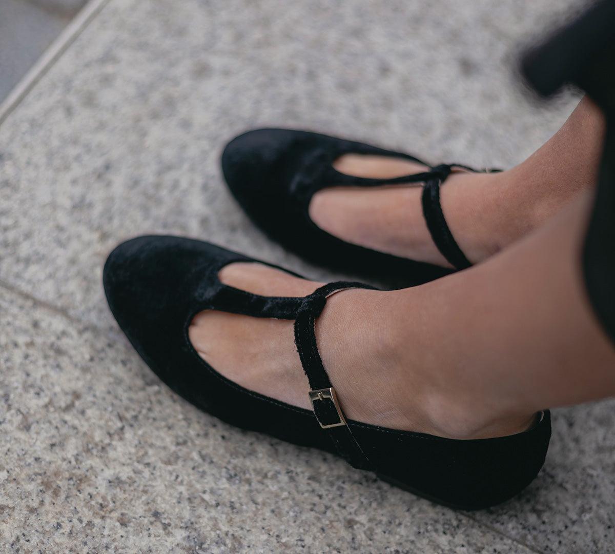 T-Strap Black Velvet Product Image