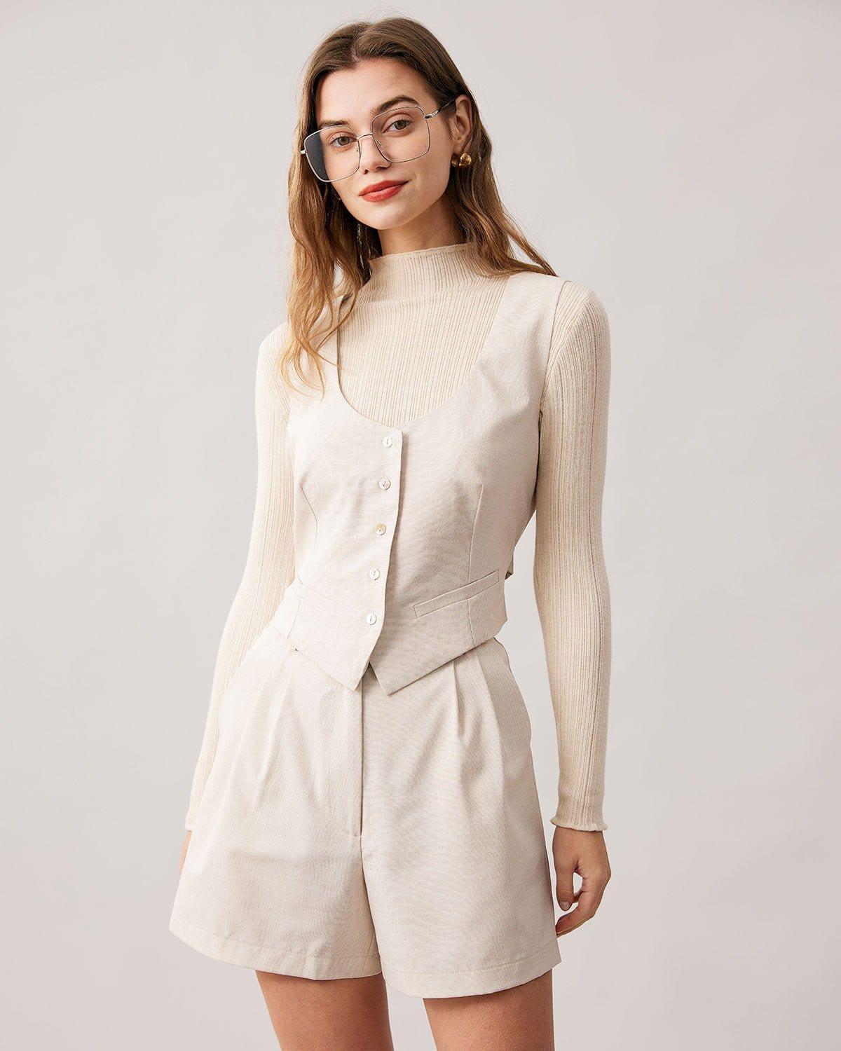 The Apricot Round Neck Button Up Waistcoat Female Product Image