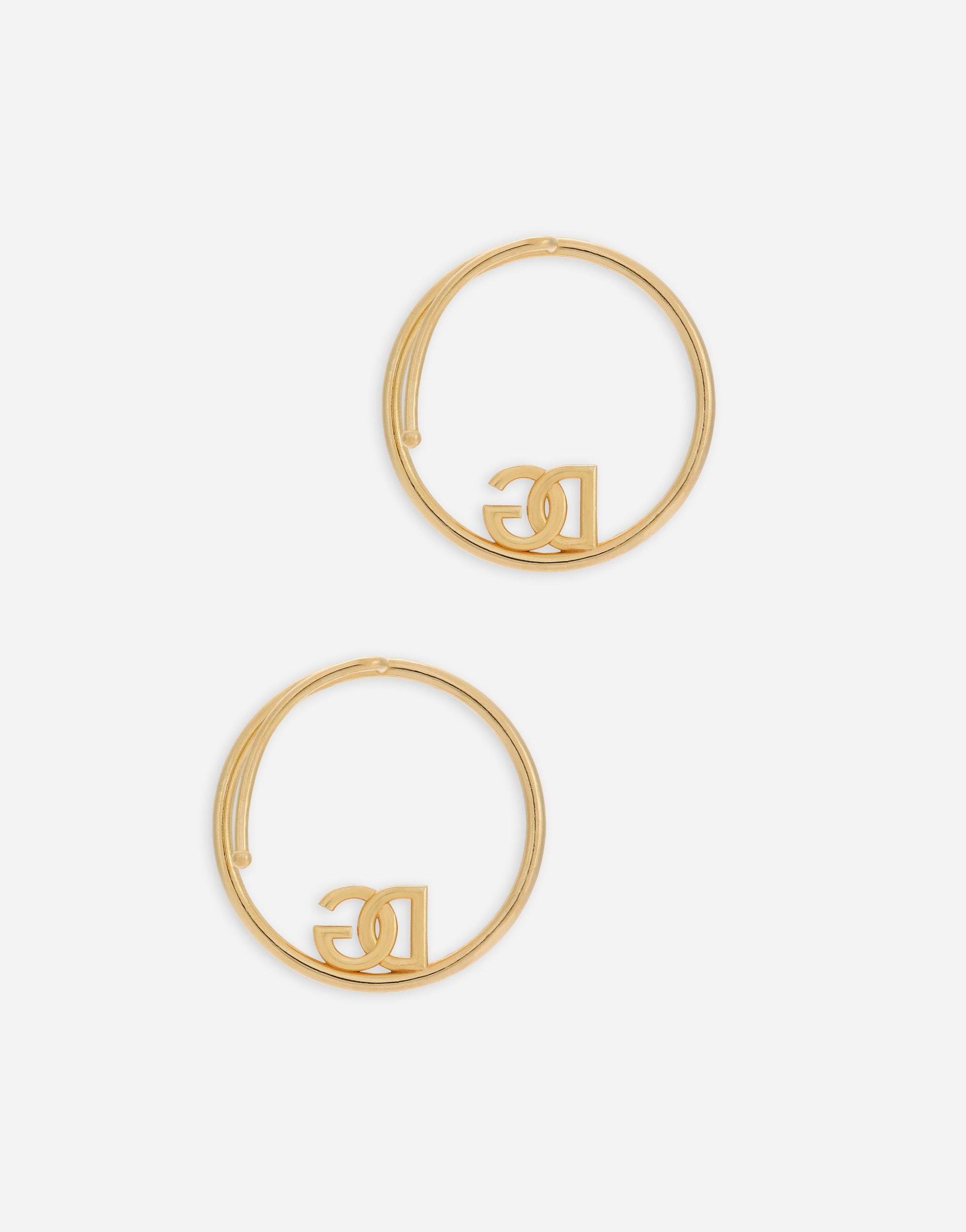 DOLCE & GABBANA Ear Cuff Earrings With Dg Logo And Rhinestones In Gold Product Image