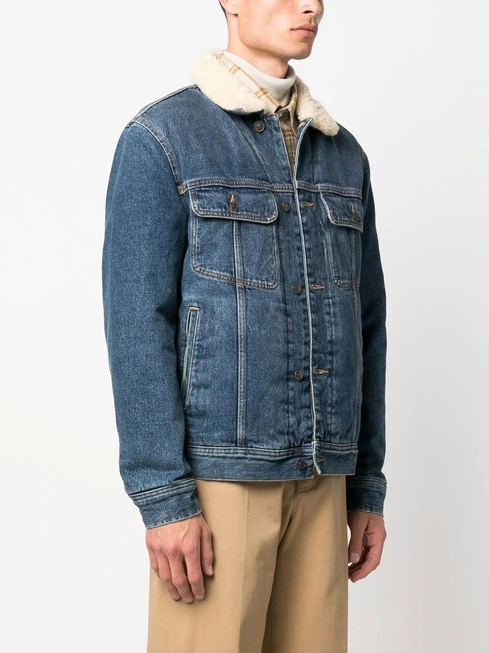 D-Barcy-T shearling-collar denim jacket Product Image