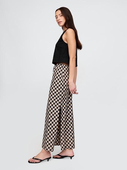 Linen-Blend Midi Skirt Product Image
