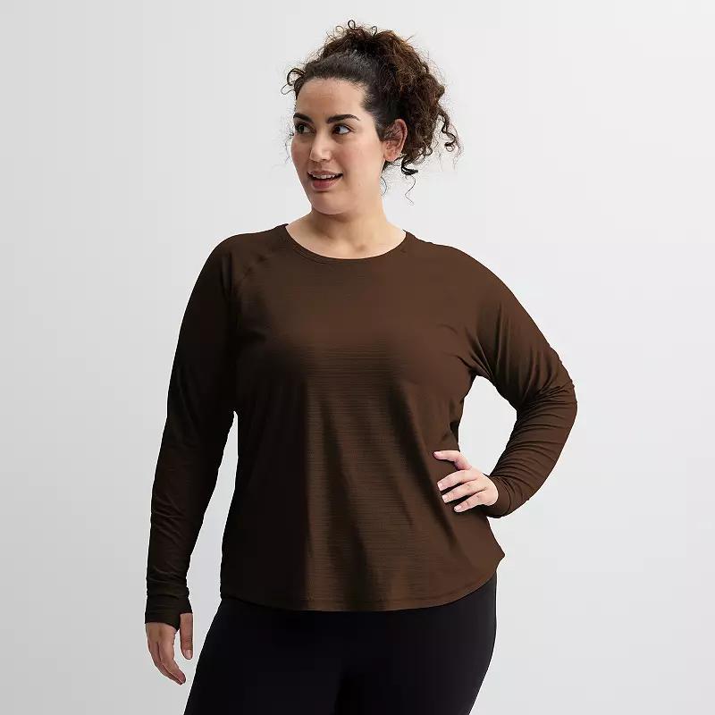 Plus Size Tek Gear® Mesh Long Sleeve T-Shirt, Women's, Size: 1XL, Rugged Green Product Image