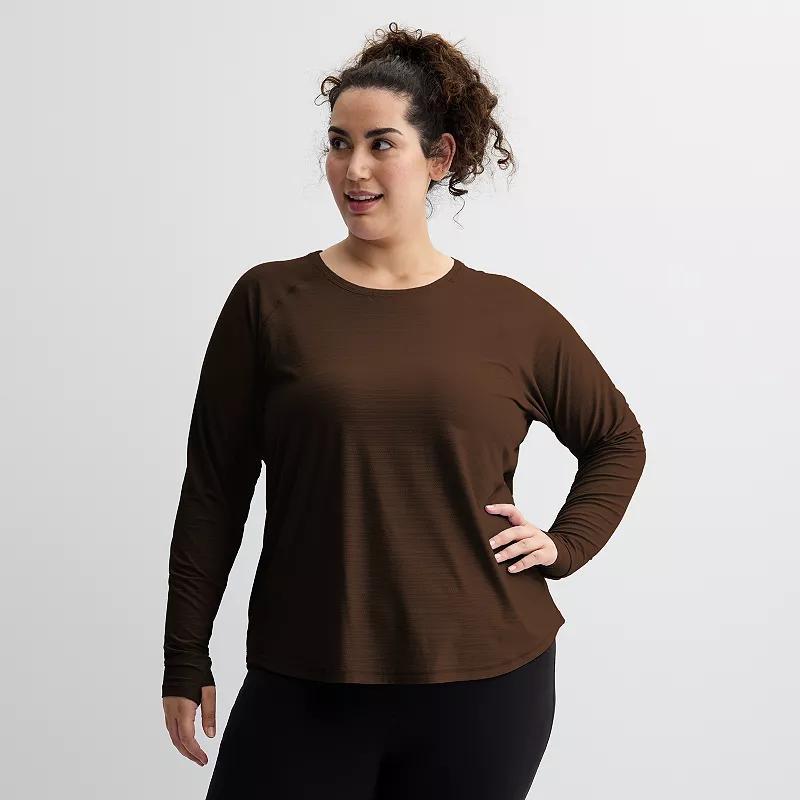 Plus Size Tek Gear® Mesh Long Sleeve T-Shirt, Women's, Size: 1XL, Rugged Green Product Image