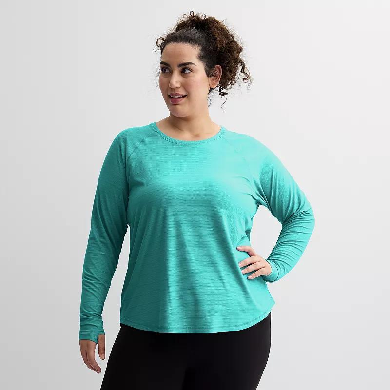 Plus Size Tek Gear® Mesh Long Sleeve T-Shirt, Women's, Size: 1XL, Rugged Green Product Image
