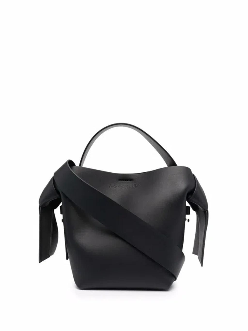 ACNE STUDIOS Luxurious Black Leather Top-handle Shoulder Bag For Women In Multicolor Product Image
