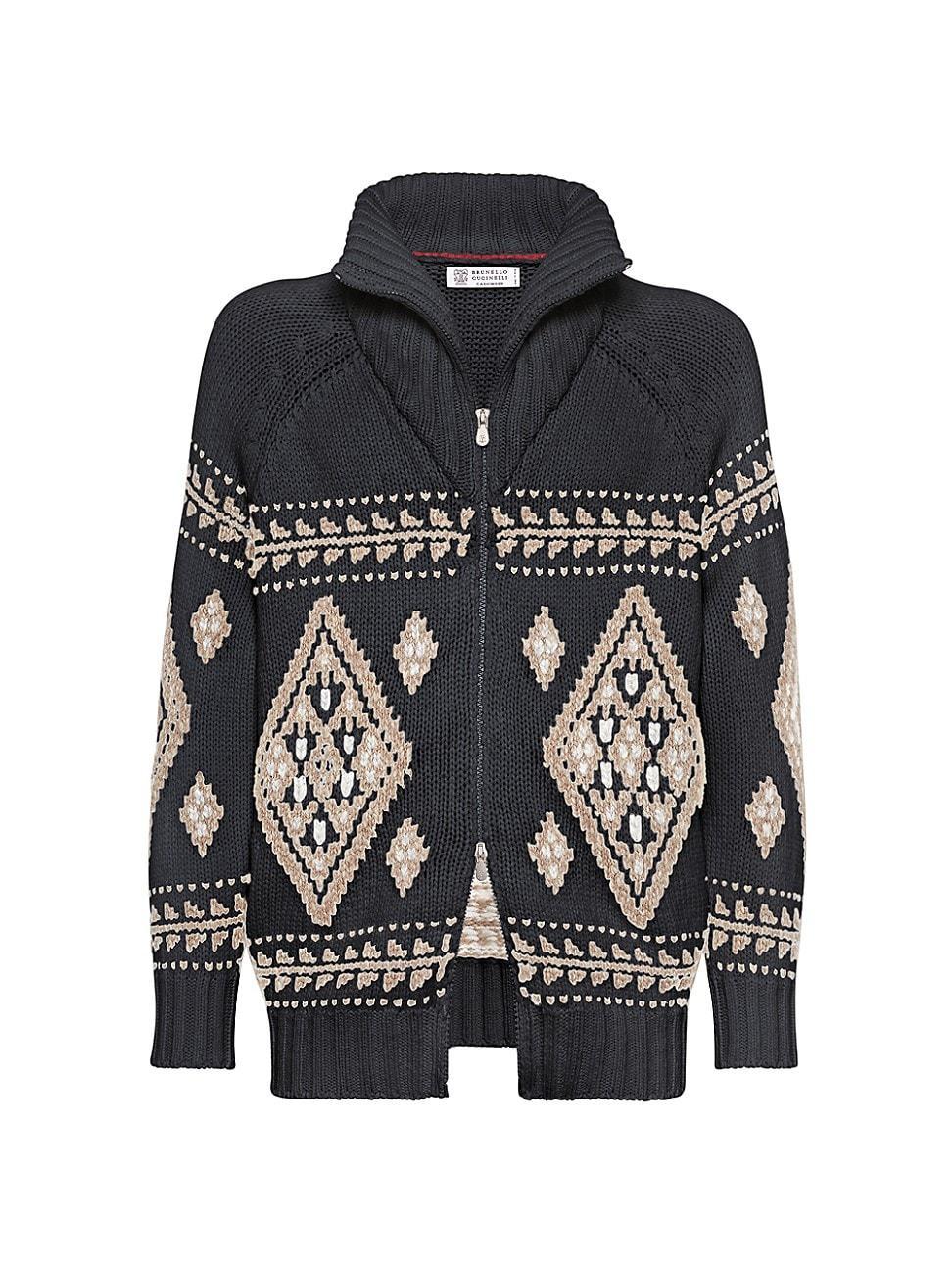 Mens Cardigan in Cashmere Feather Yarn with Zipper Product Image