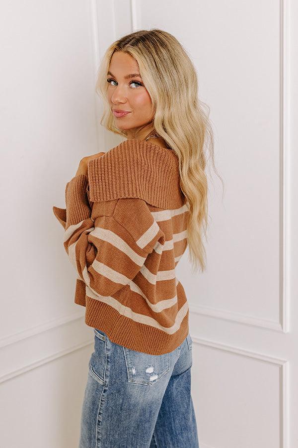 Fill Up Your Cup Stripe Sweater In Iced Mocha Product Image