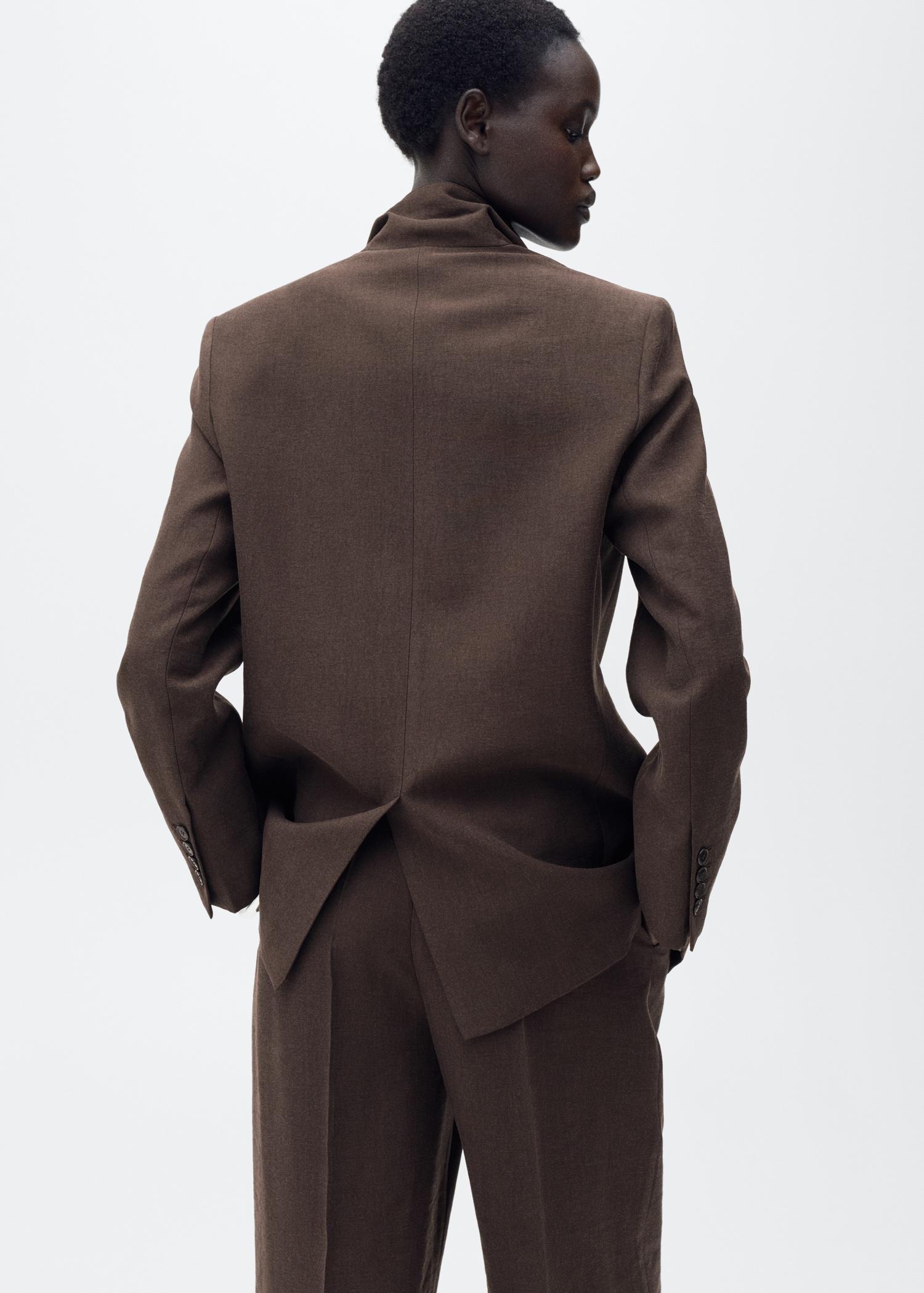 Straight-fit lyocell suit blazer - Women | MANGO USA Product Image