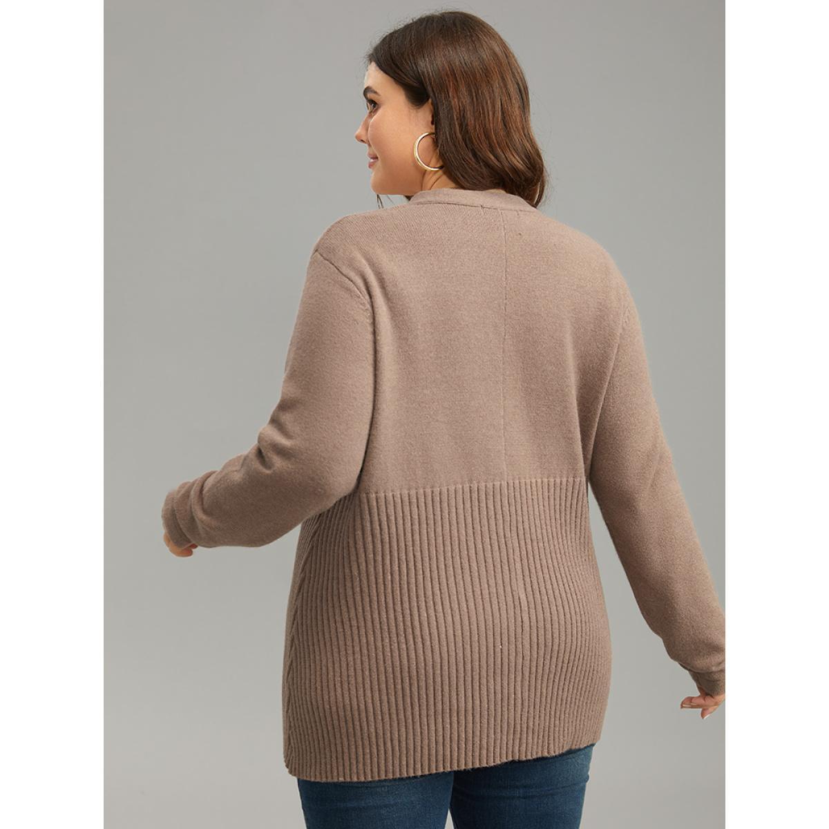 Plus Size Supersoft Essentials Plain Button Up Texture Cardigan Rouge Women Casual Loose Long Sleeve Dailywear Cardigans BloomChic 12/L Product Image
