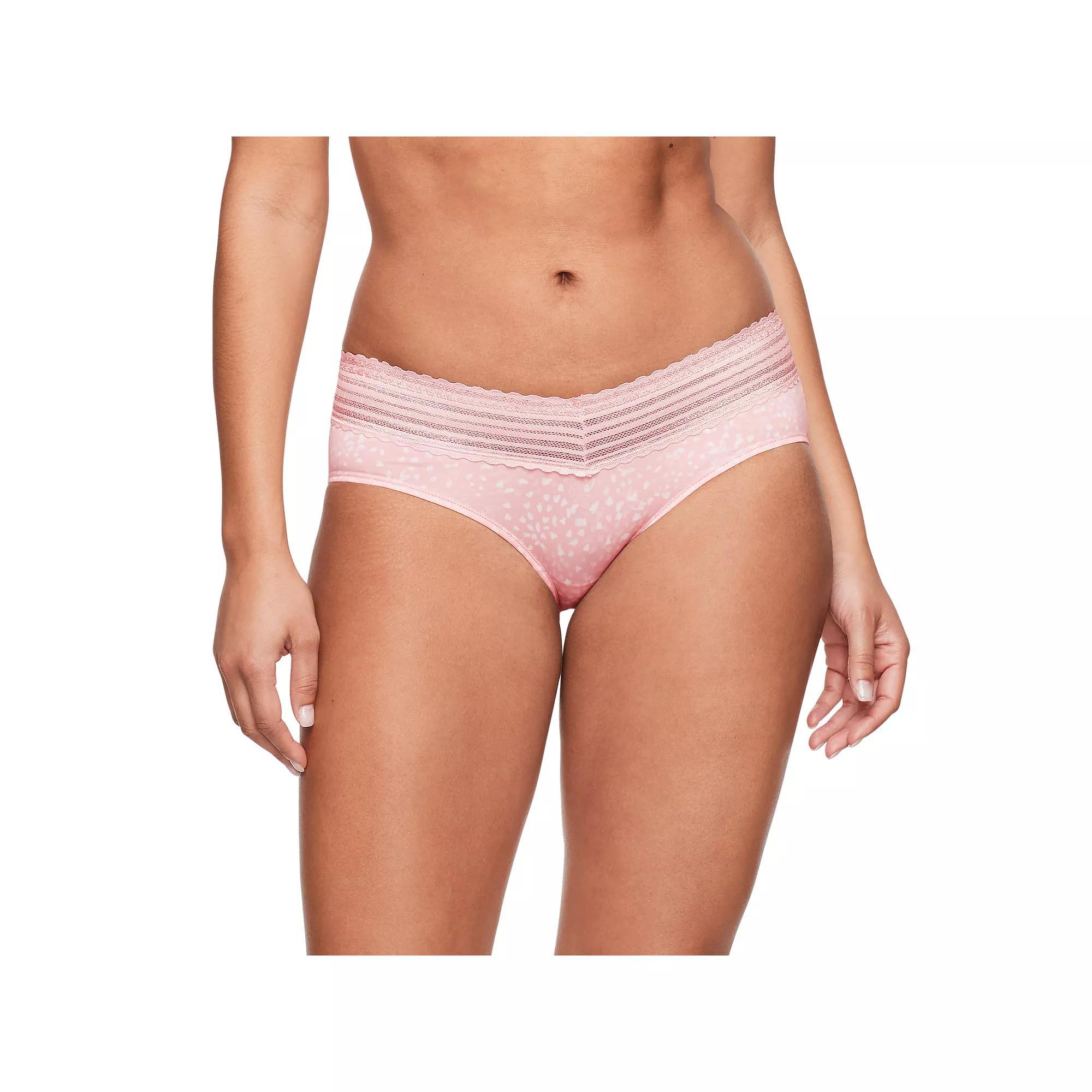 Warners No Pinching, No Problems® Dig-Free Comfort Waist with Lace Microfiber Hipster 5609J, Women's, Size: Large, Blush Petals Product Image