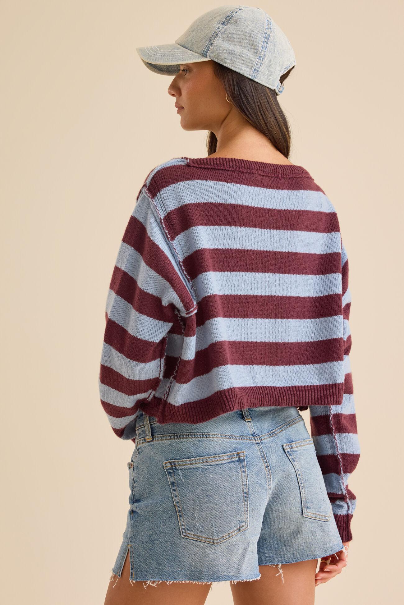 Clarke Striped Crop Sweater Product Image
