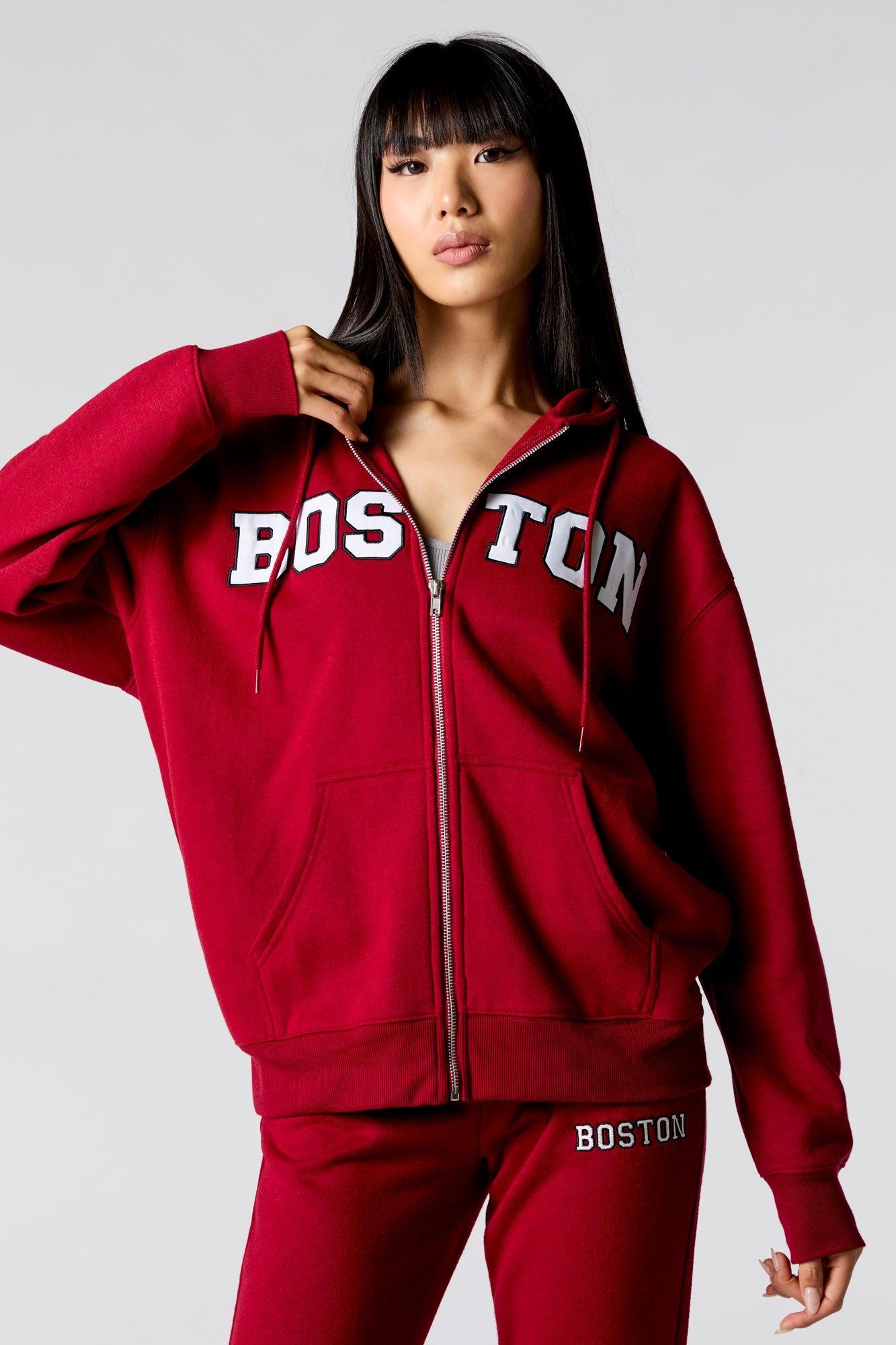 City Embroidered Zip-Up Fleece Hoodie Female Product Image