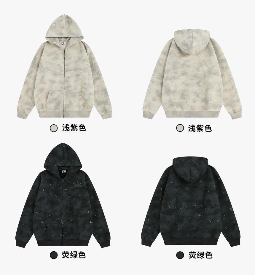 Splash Print Zip-Up Hoodie Product Image
