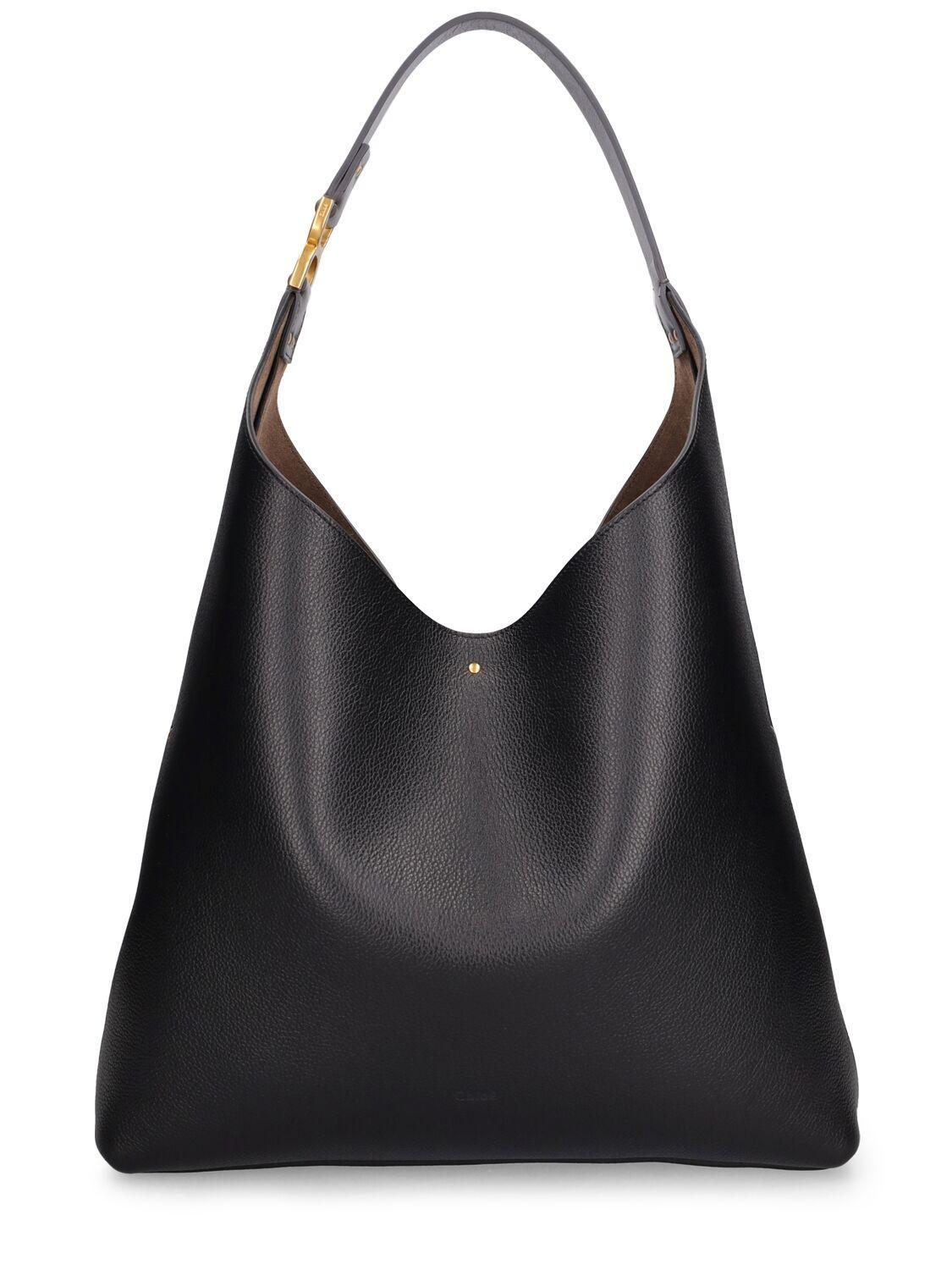 CHLOÉ Small Marcie Leather Tote Bag In Black Product Image
