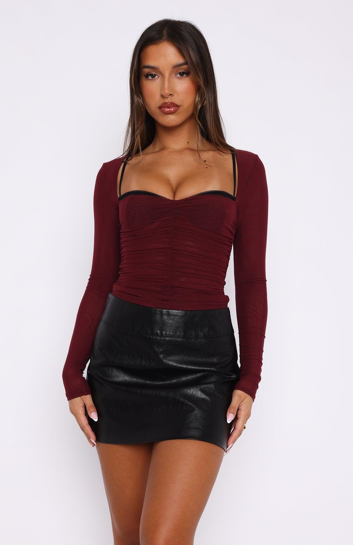 Our Days Long Sleeve Bustier Burgundy Product Image