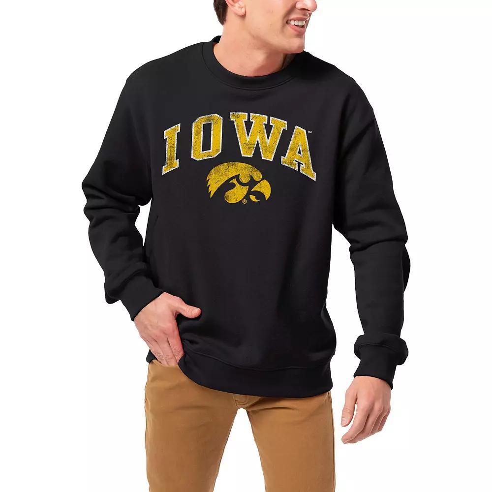Men's League Collegiate Wear Black Iowa Hawkeyes 1965 Arch Essential Pullover Sweatshirt, Size: Large Product Image
