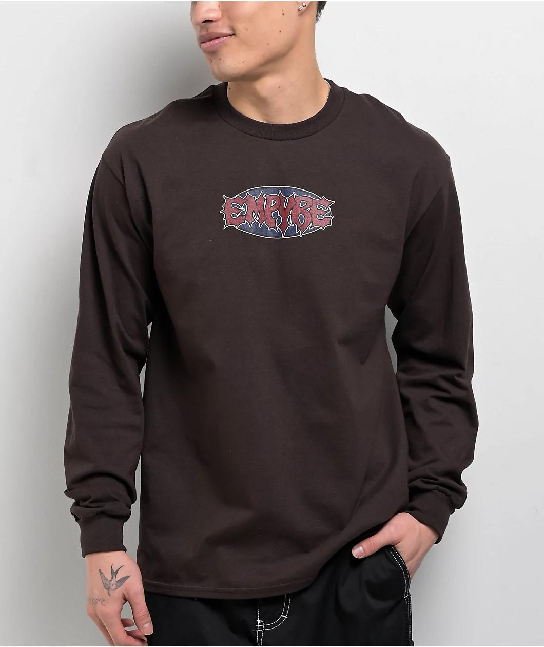Empyre Retro Logo Brown Long Sleeve T-Shirt Product Image