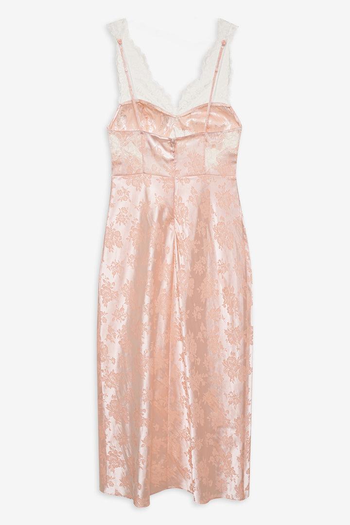 Audrey Jacquard Midi Slip — Pink Product Image