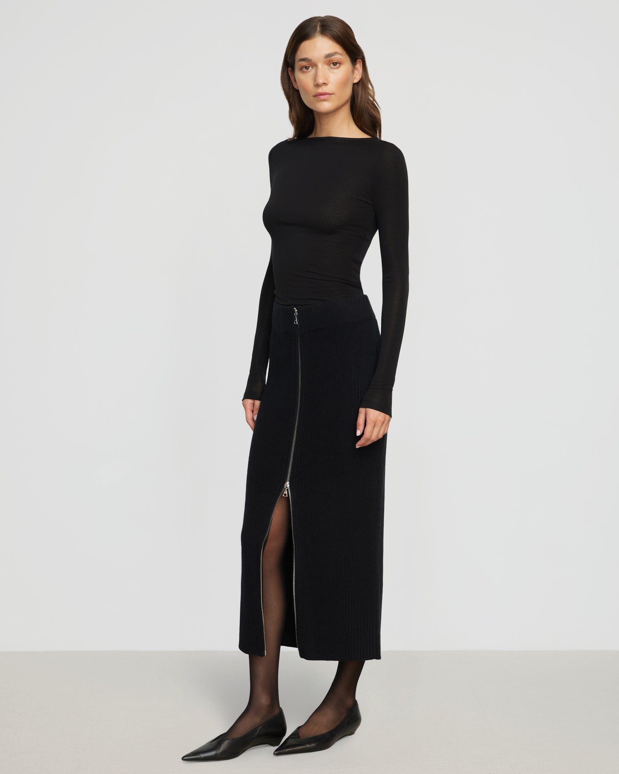 Sutton Front-Zip Sweater Skirt Product Image