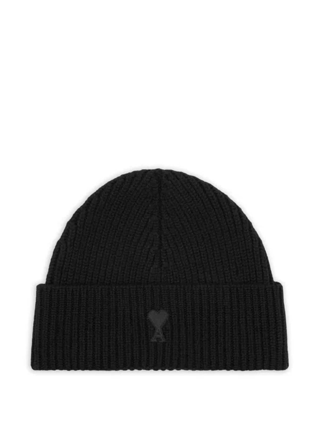 AMI ALEXANDRE MATTIUSSI Ami Paris Ami De Coeur Black Wool Hat Men Product Image
