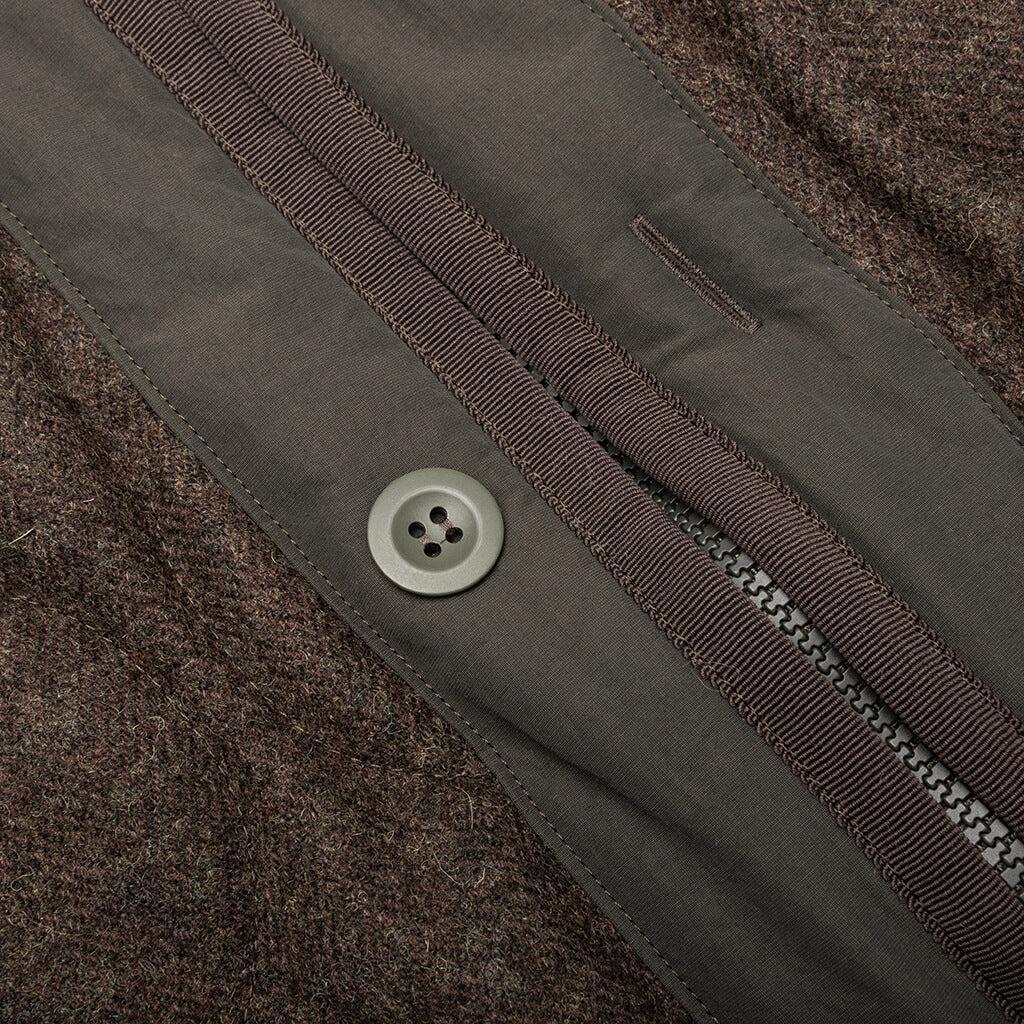 Wool Herringbone Quilted Vest - Khaki Male Product Image