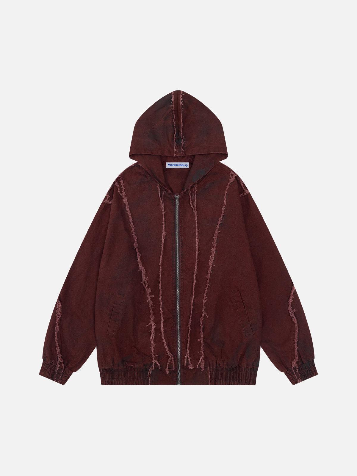 Aelfric Eden Dirt Color Fringe Zip Up Hoodie Product Image