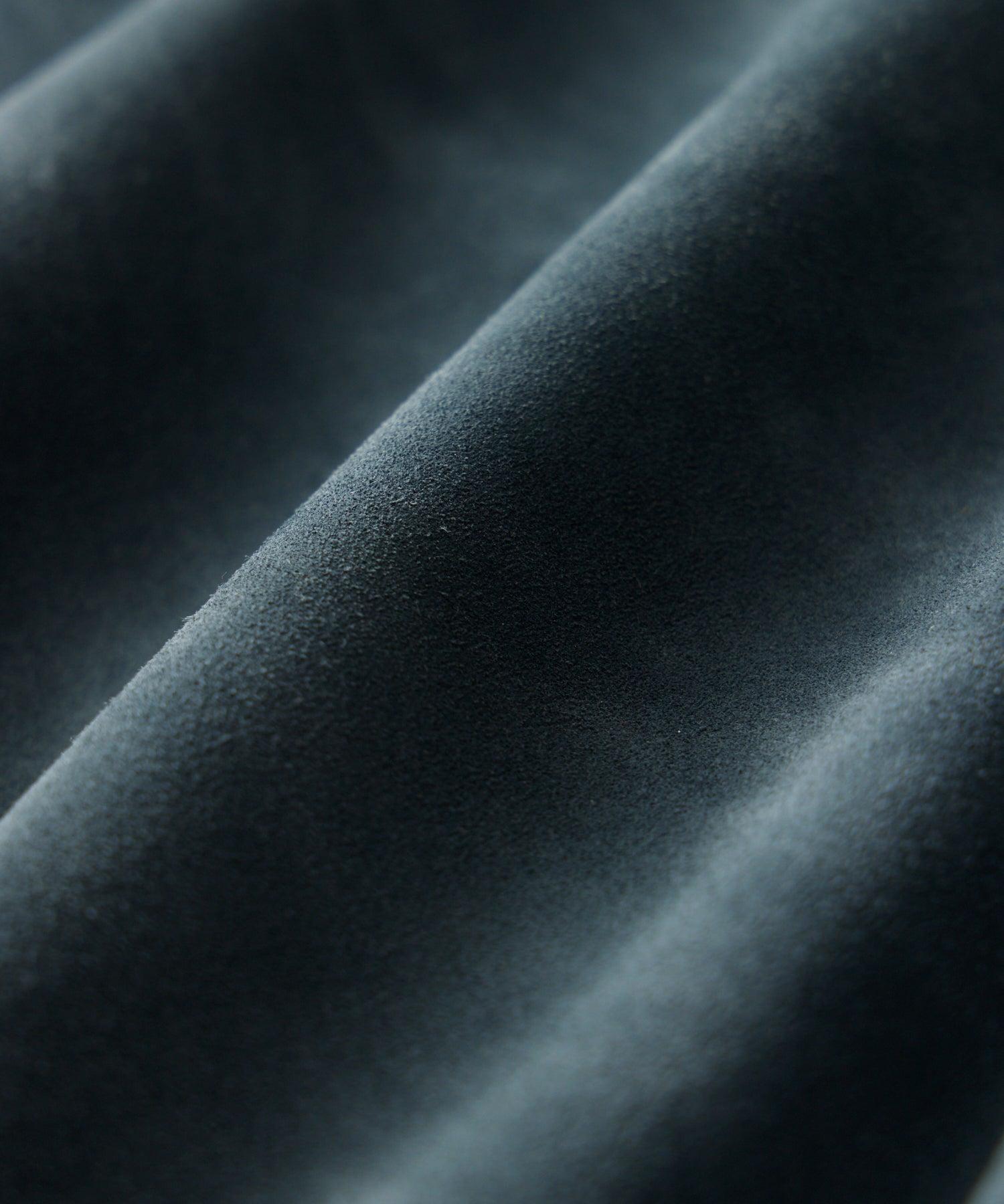 Italian Suede Snap Dylan Jacket in Blue Metal Product Image