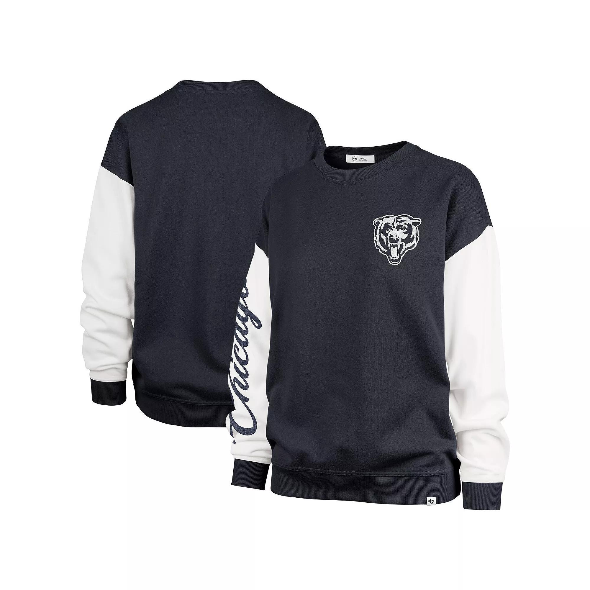 Women's '47  Navy Chicago Bears Double Header Rise Andie Pullover Sweatshirt, Size: Medium, Blue Product Image