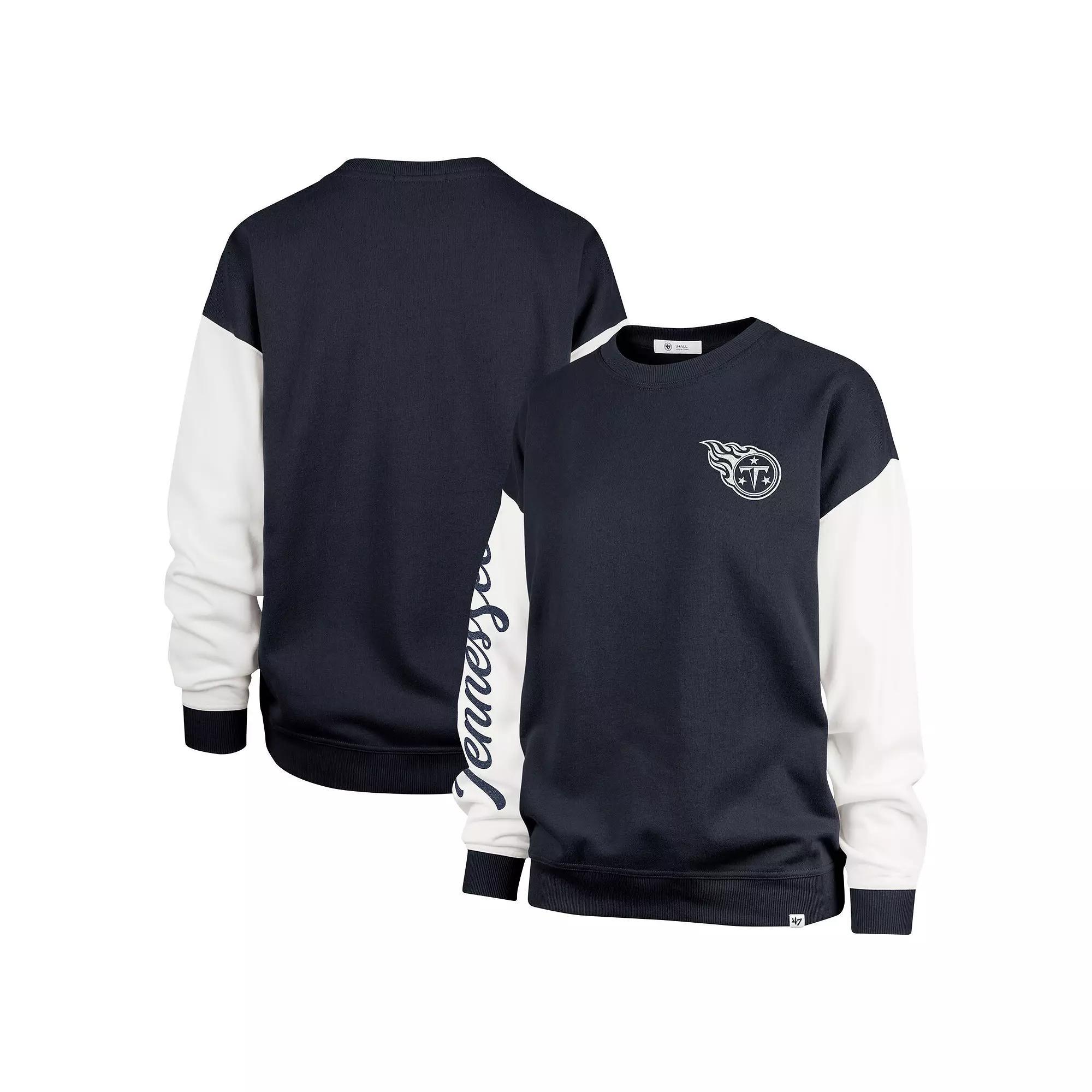 Women's '47  Navy Tennessee Titans Double Header Rise Andie Pullover Sweatshirt, Size: Medium, Blue Product Image