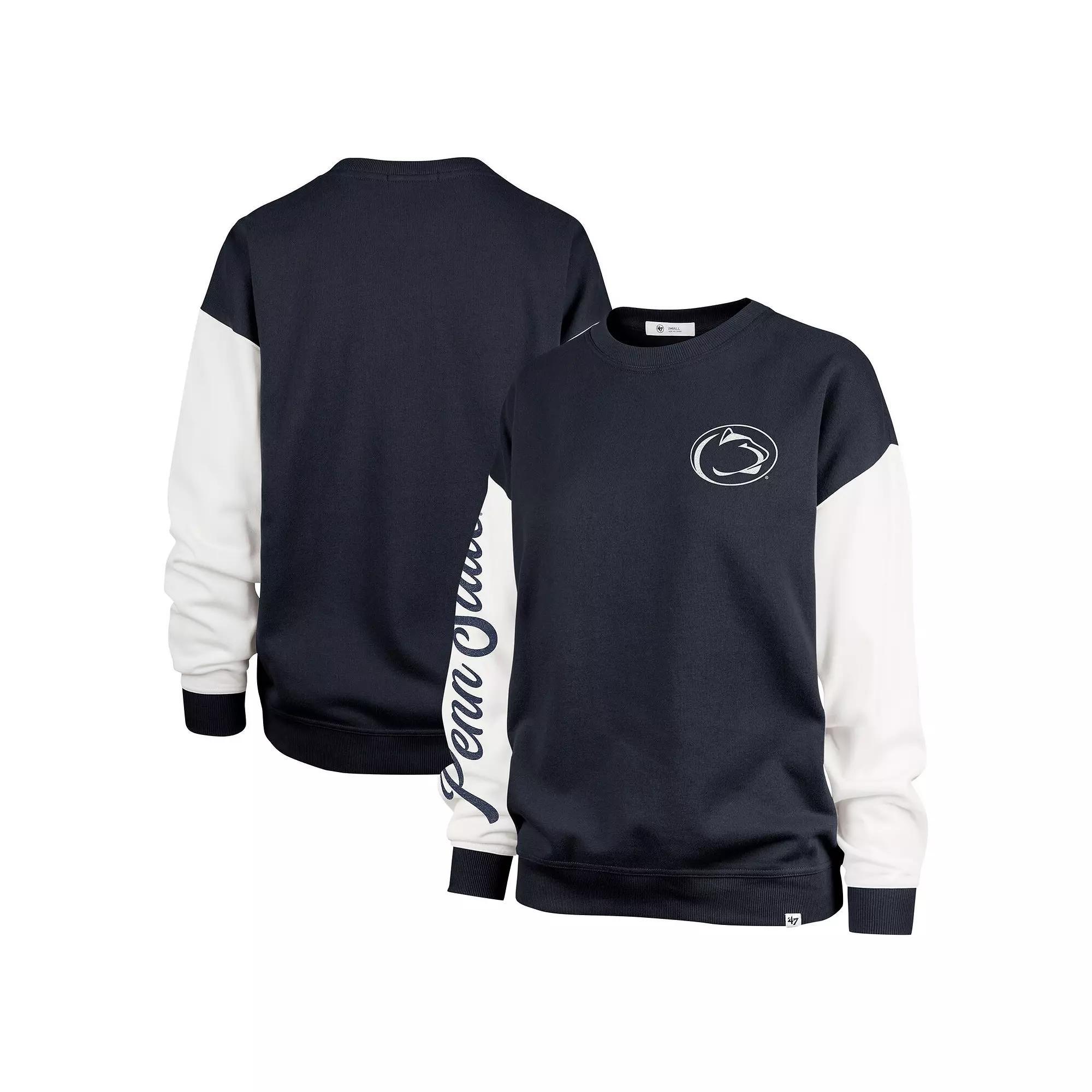 Women's '47  Navy Penn State Nittany Lions Double Header Rise Andie Pullover Sweatshirt, Size: Large, Blue Product Image