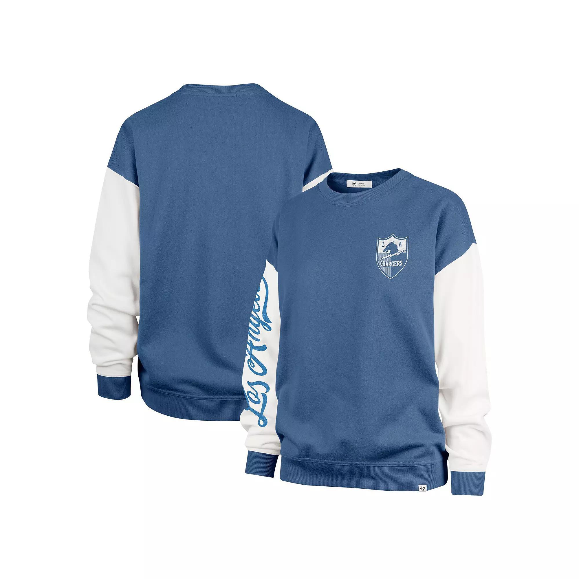 Women's '47  Powder Blue Los Angeles Chargers Double Header Rise Andie Pullover Sweatshirt, Size: XL, Light Product Image
