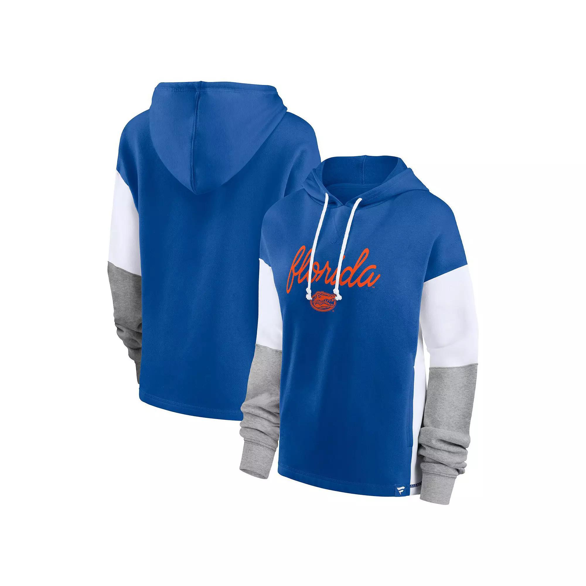 Womens Fanatics Branded Royal Florida Gators Play It Safe Colorblock Pullover Hoodie Product Image