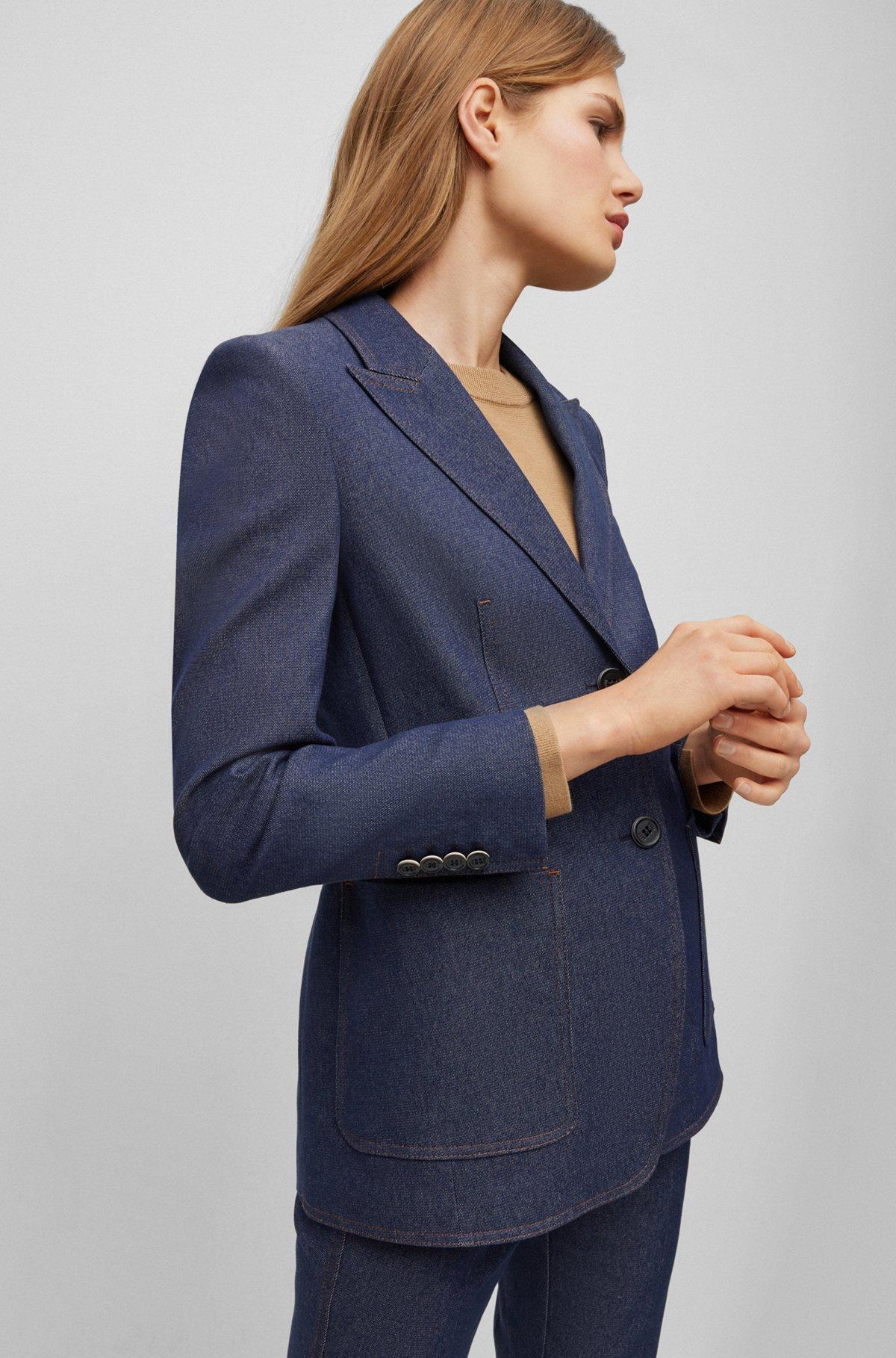 Regular-fit jacket in a denim-look cotton blend Product Image