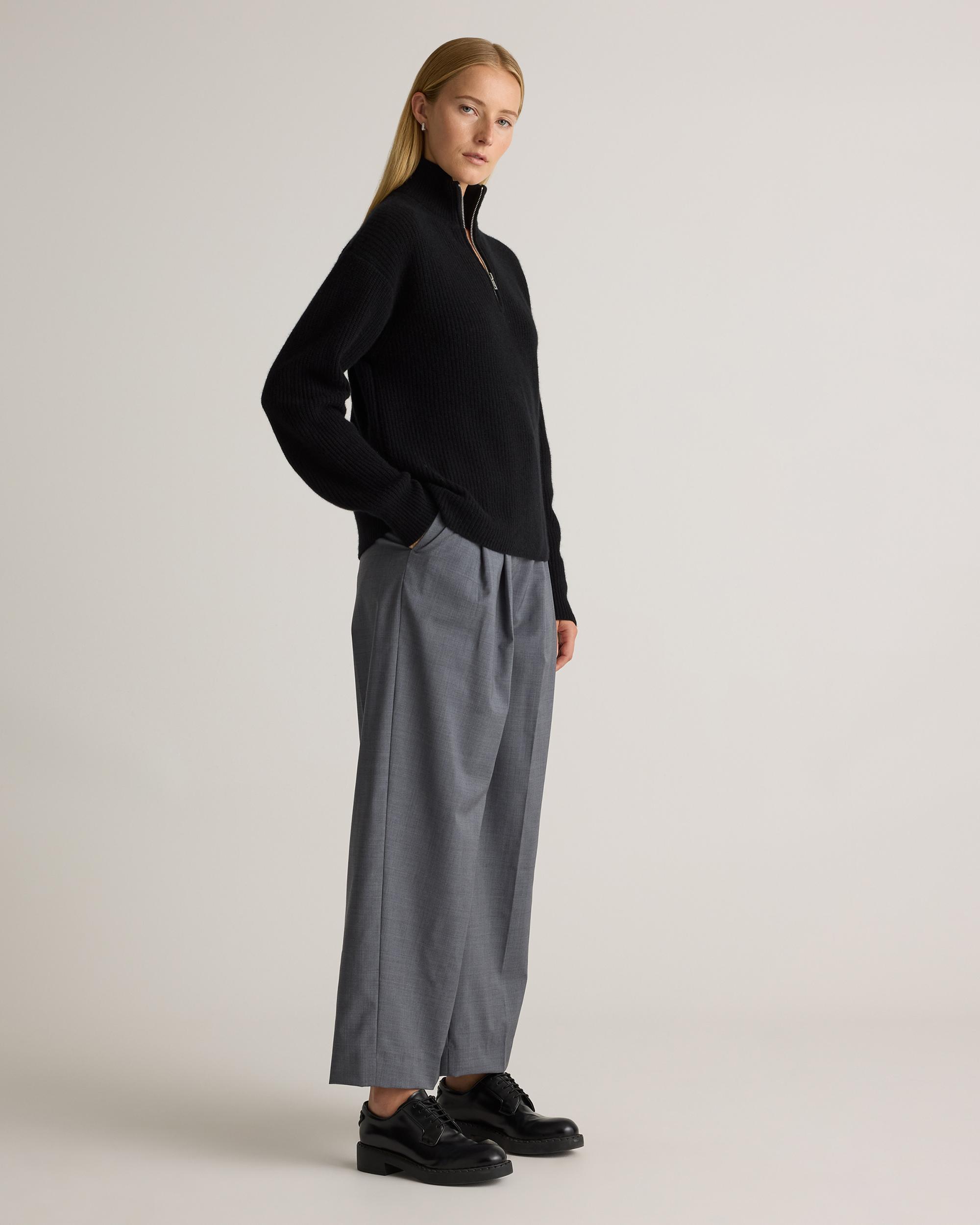 Quince | Women's Mongolian Cashmere Fisherman Quarter Zip Sweater Size XL Product Image