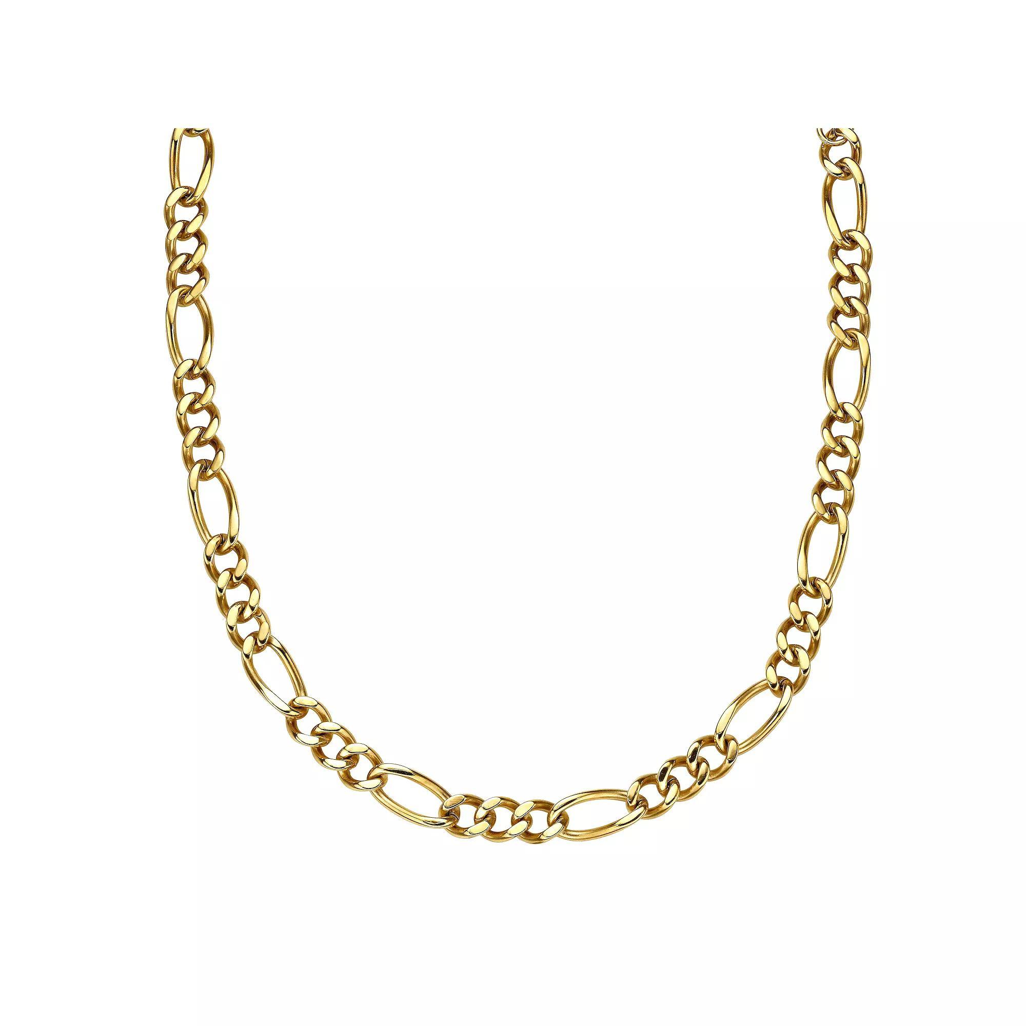 Men's LYNX Stainless Steel Figaro Chain Necklace, Size: 24", Gold Tone Product Image