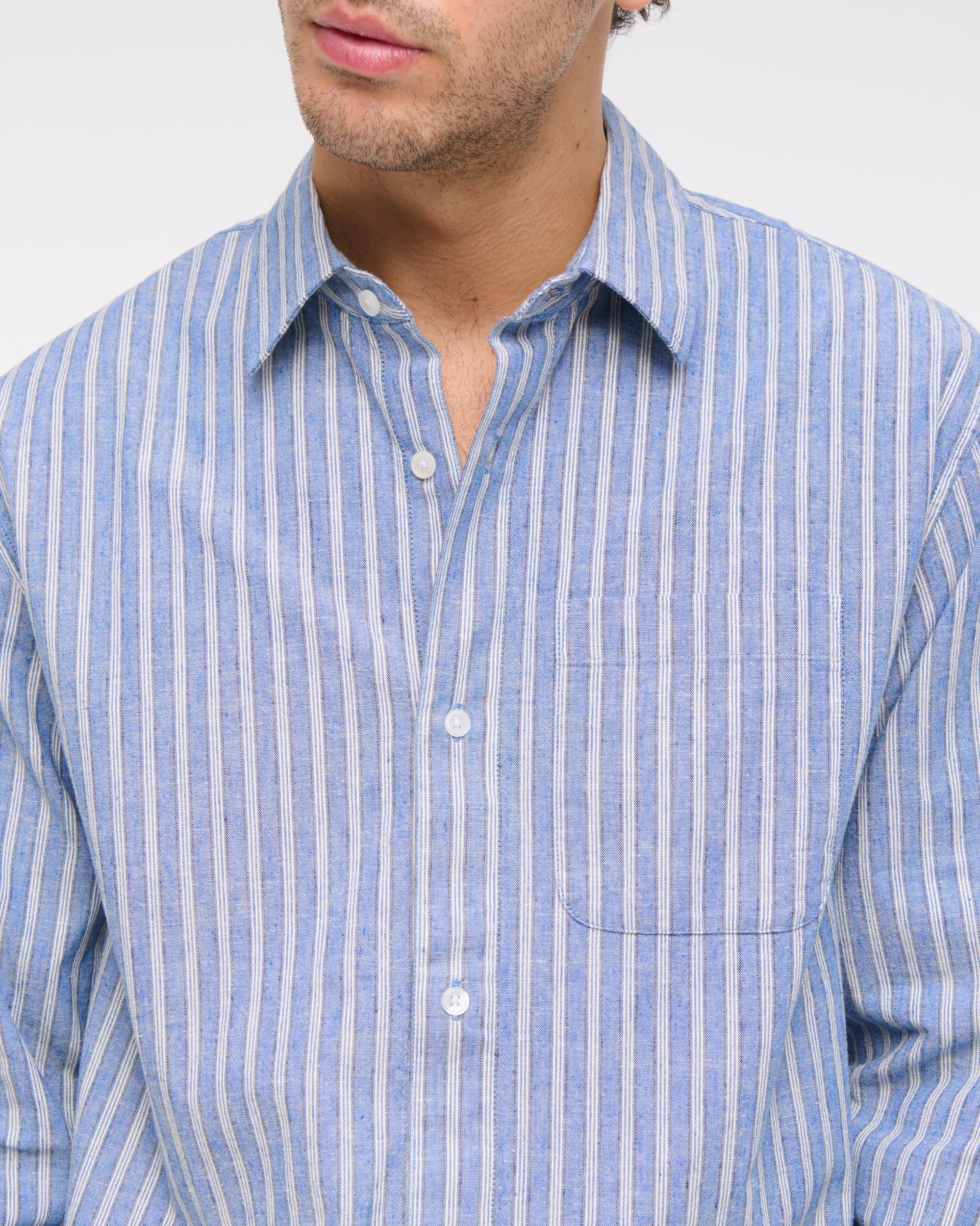 Summer Linen-Blend Button-Up Shirt Product Image