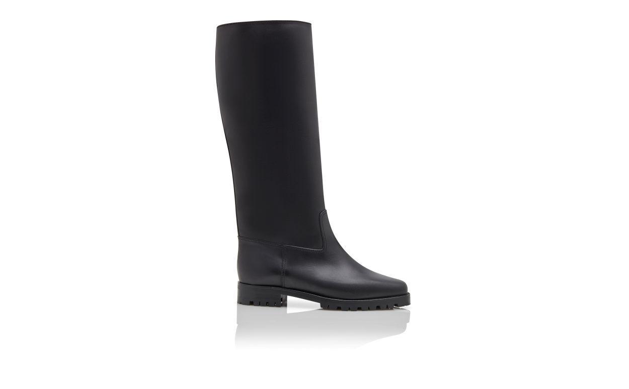 LUCHINO Black Calf Leather Knee High Boots Product Image