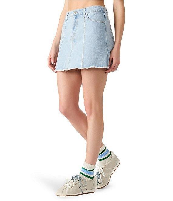 Steve Madden Cheri Denim Frayed Hem Mini Skirt Product Image