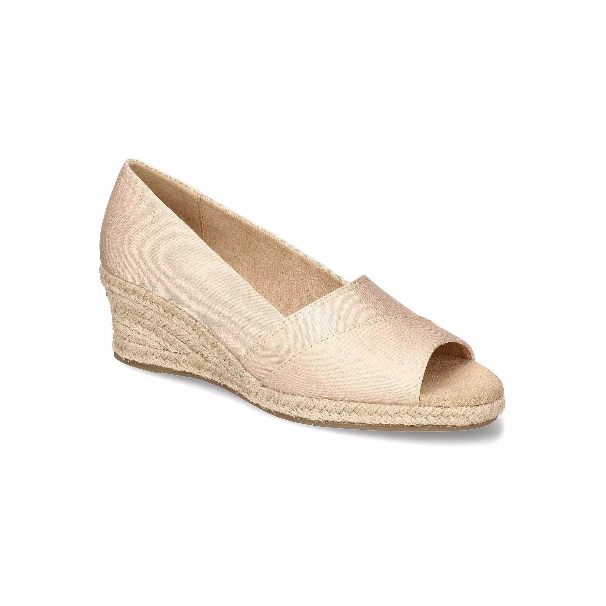 Easy Street Jasper Women's Wedge Sandals, Size: 12 Wide, Natural Thai Silk Product Image