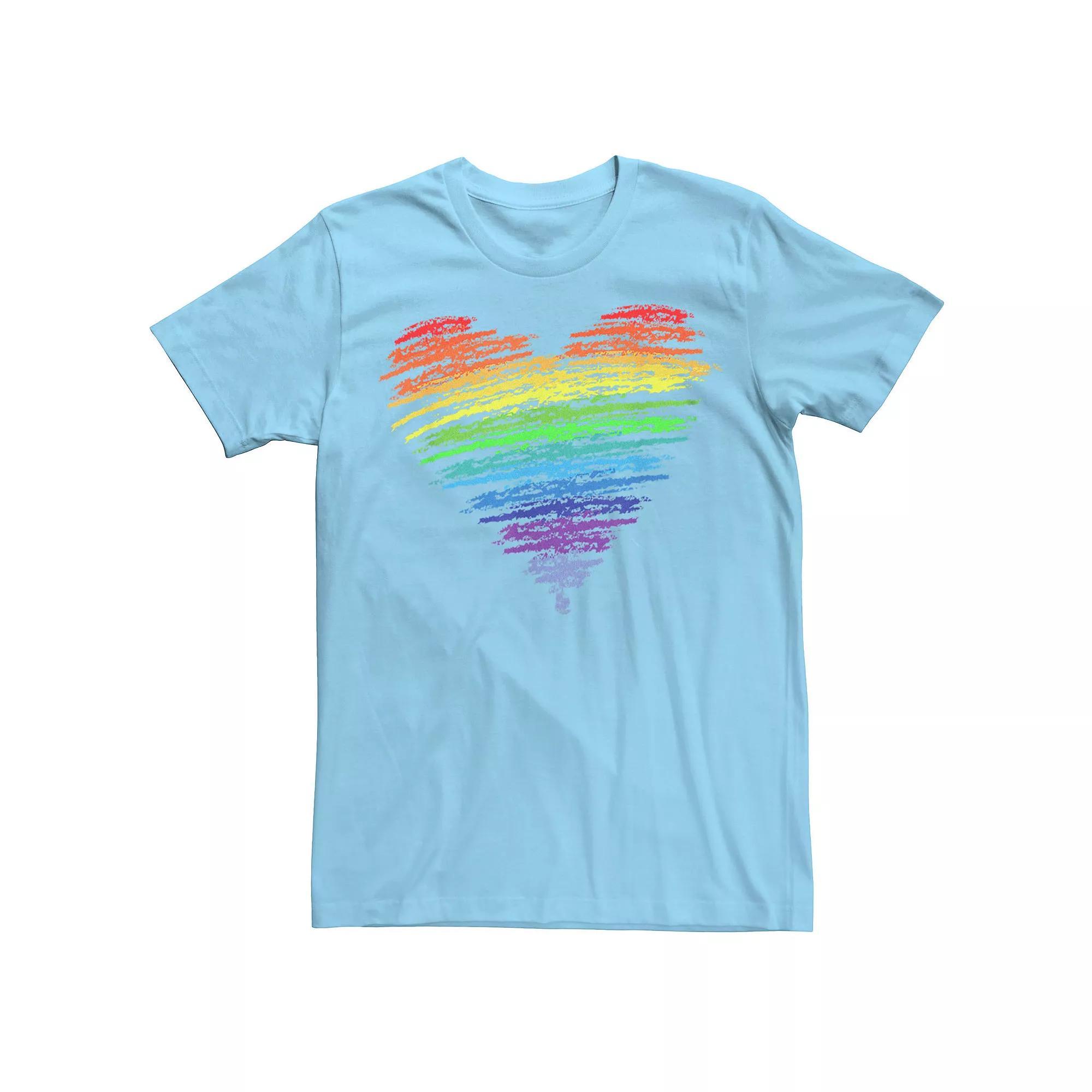 Men's Pride Love Wins Rainbow Heart Graphic Tee, Size: XXL, Light Blue Product Image