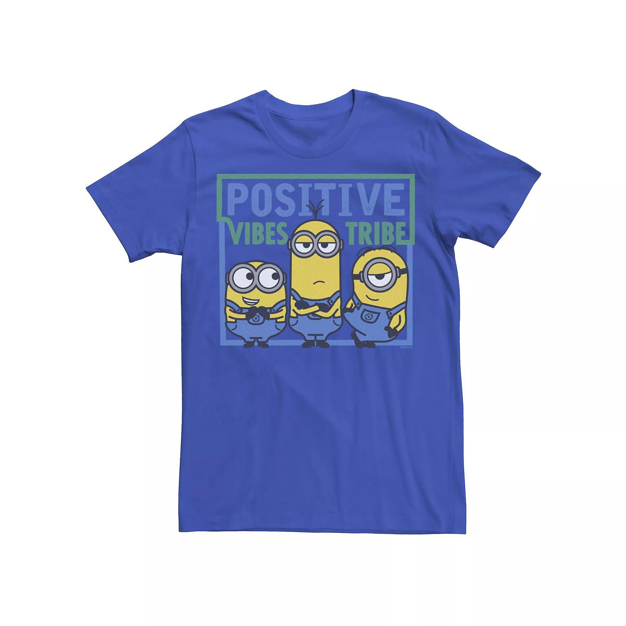 Men's Despicable Me Minions Group Shot Blue Positive Vibes Tribe Tee, Size: Small, Royal Product Image