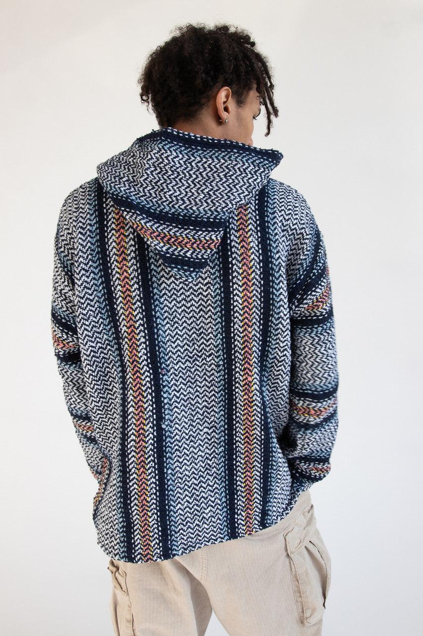Salmon Stripe Blue Baja Hoodie Product Image